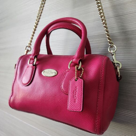 Coach New York Cross Grain Leather Baby Bennett Satchel Solid Pink Sling Strap - Picture 4 of 16